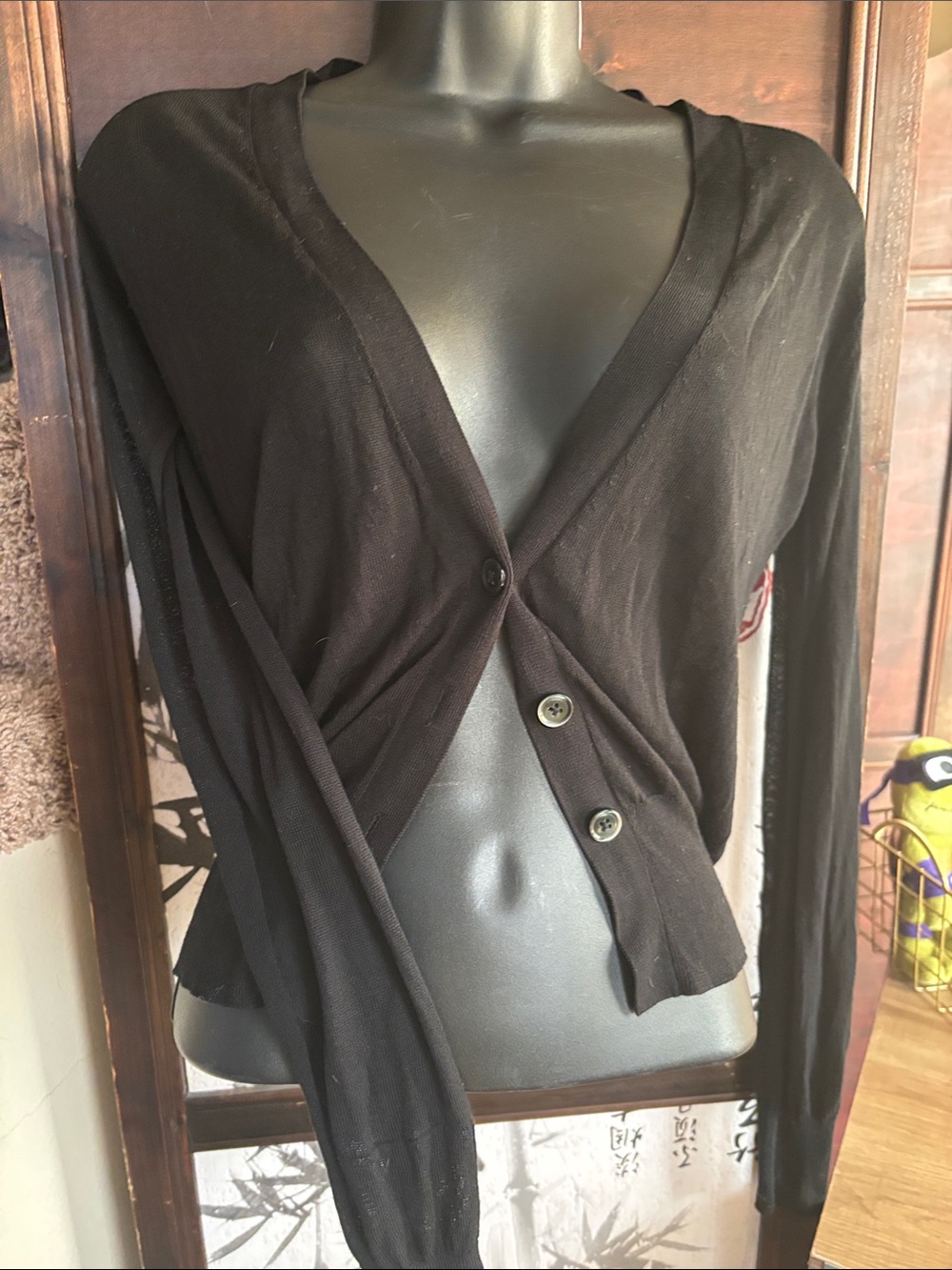 Urban Outfitters Black V-Neck Button Front Cardigan